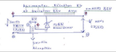 Alimentation vario - récepteur avec un seul Accus